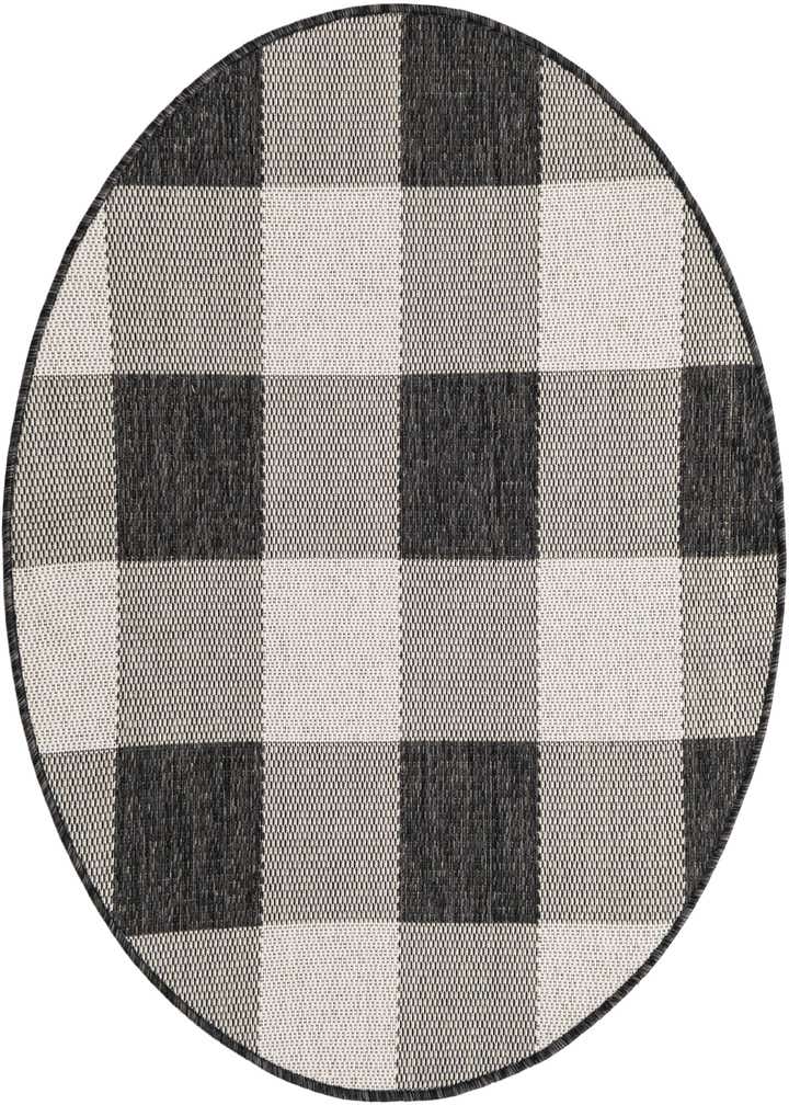 3' x 3' Easy-Clean Checkered Indoor / Outdoor Round Rug