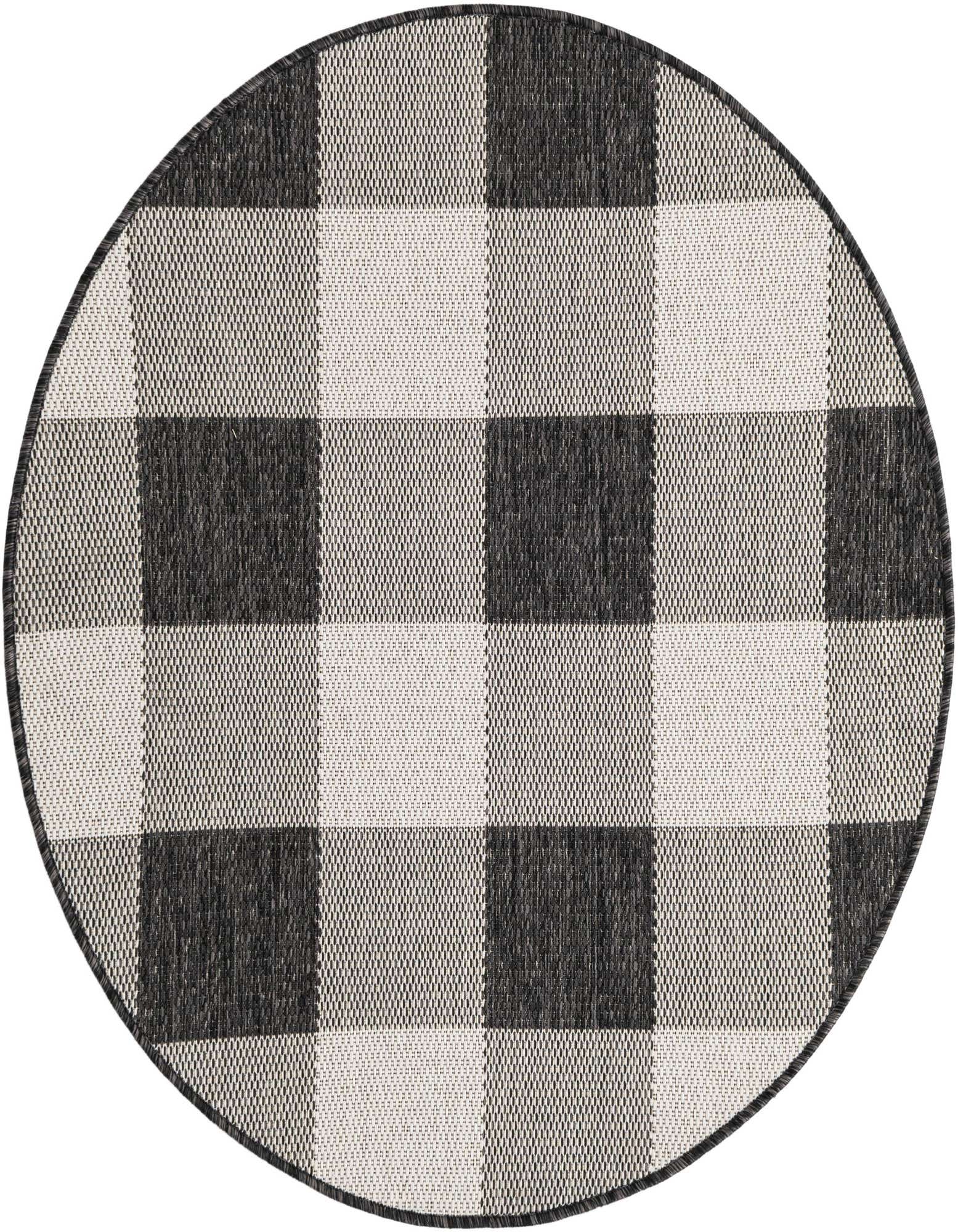 3' x 3' Easy-Clean Checkered Indoor / Outdoor Round Rug