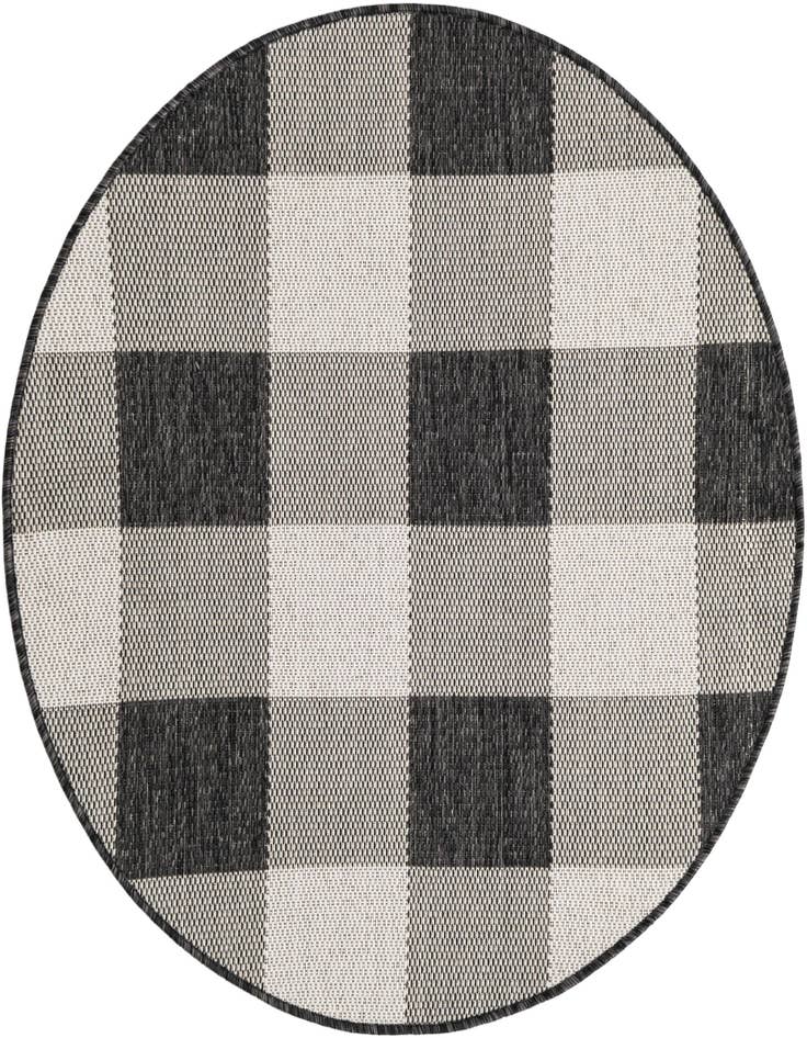 Detail image of 3' x 3' Easy-Clean Checkered Indoor / Outdoor Round Rug