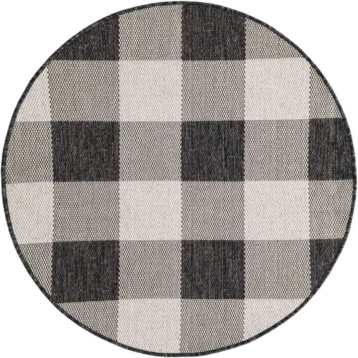 3' x 3' Easy-Clean Checkered Indoor / Outdoor Round Rug