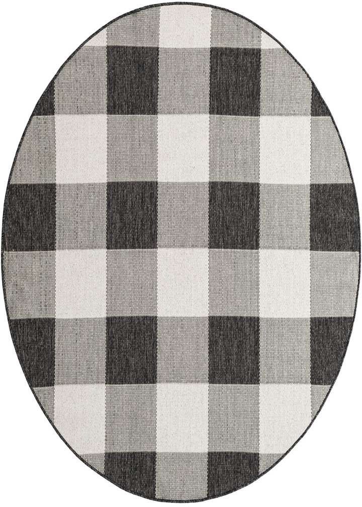 6' x 6' Easy-Clean Checkered Indoor / Outdoor Round Rug