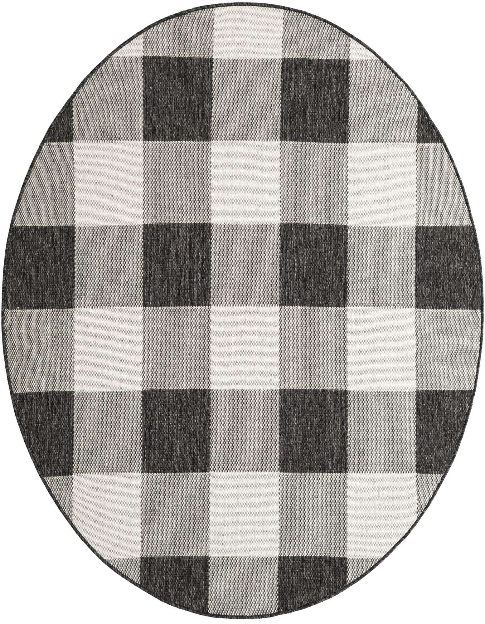 6' x 6' Easy-Clean Checkered Indoor / Outdoor Round Rug