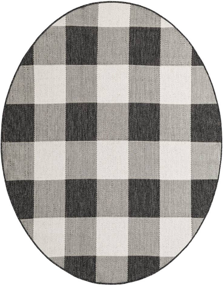 Detail image of 6' x 6' Easy-Clean Checkered Indoor / Outdoor Round Rug