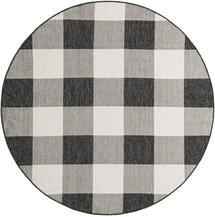Detail image of 6' x 6' Easy-Clean Checkered Indoor / Outdoor Round Rug