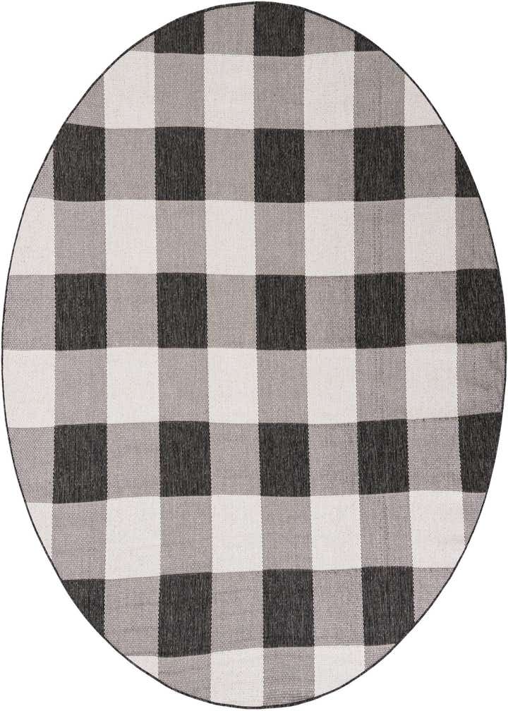 7' 10 x 7' 10 Easy-Clean Checkered Indoor / Outdoor Round Rug