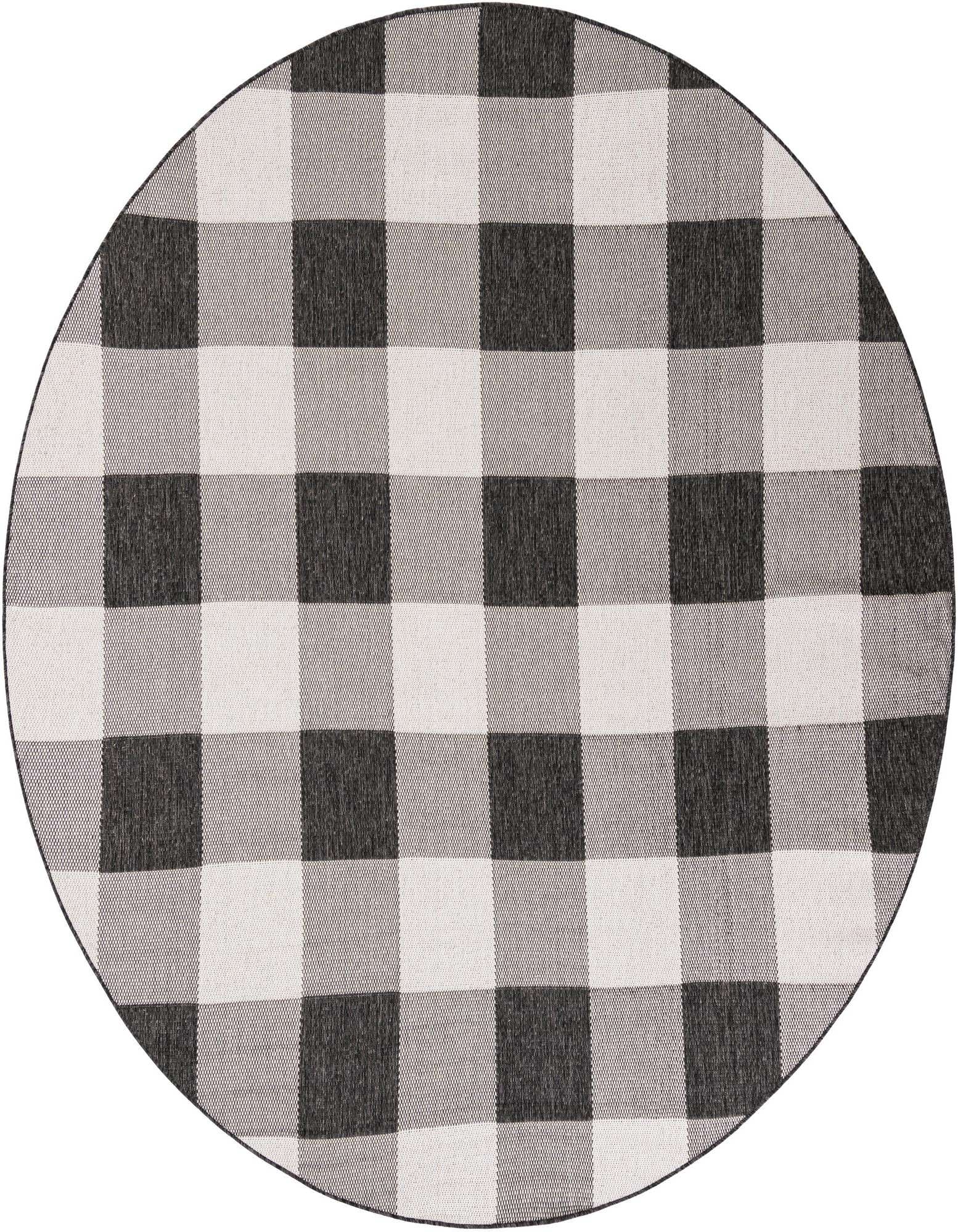 7' 10 x 7' 10 Easy-Clean Checkered Indoor / Outdoor Round Rug