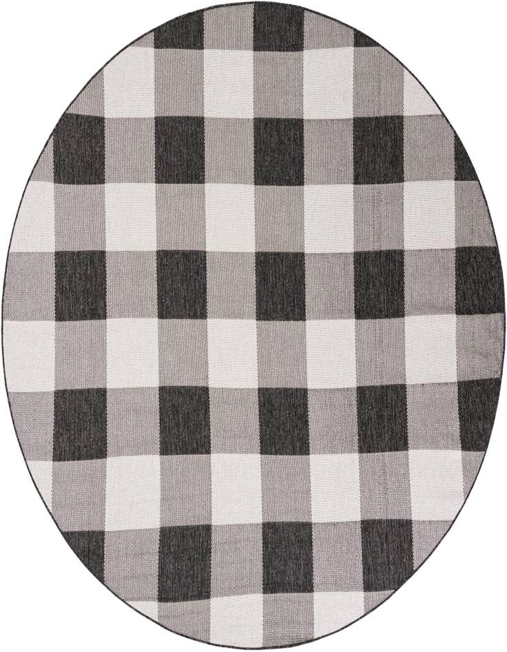 Detail image of 7' 10 x 7' 10 Easy-Clean Checkered Indoor / Outdoor Round Rug