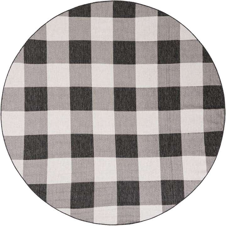 7' 10 x 7' 10 Easy-Clean Checkered Indoor / Outdoor Round Rug
