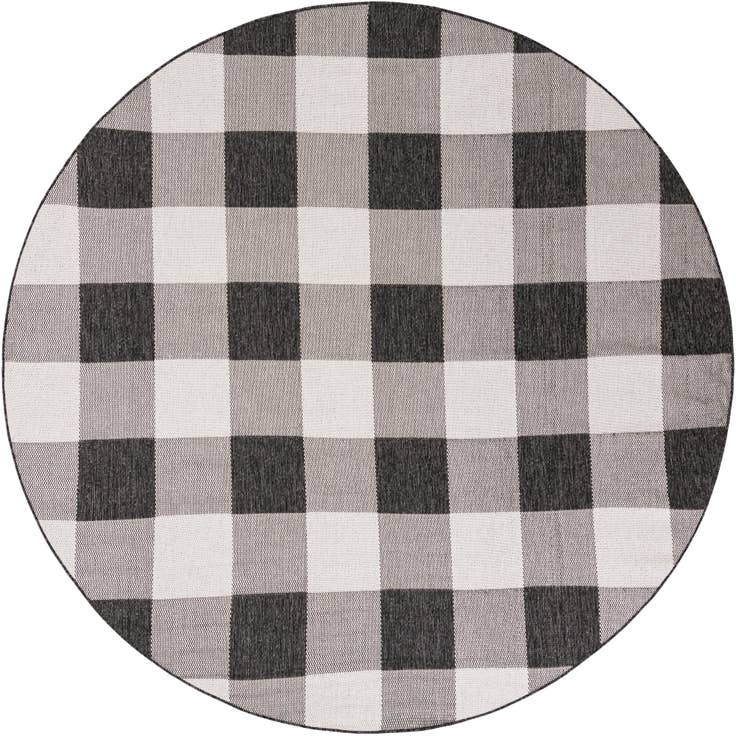 Detail image of 7' 10 x 7' 10 Easy-Clean Checkered Indoor / Outdoor Round Rug
