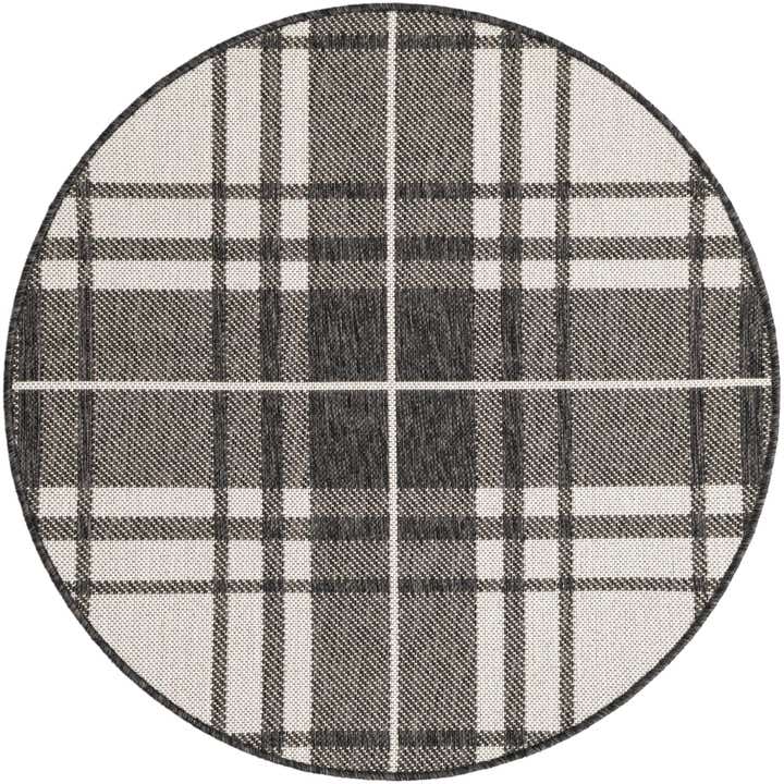 3' x 3' Easy-Clean Checkered Indoor / Outdoor Round Rug