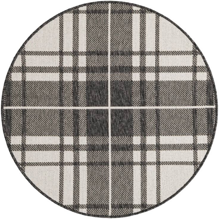 Detail image of 3' x 3' Easy-Clean Checkered Indoor / Outdoor Round Rug