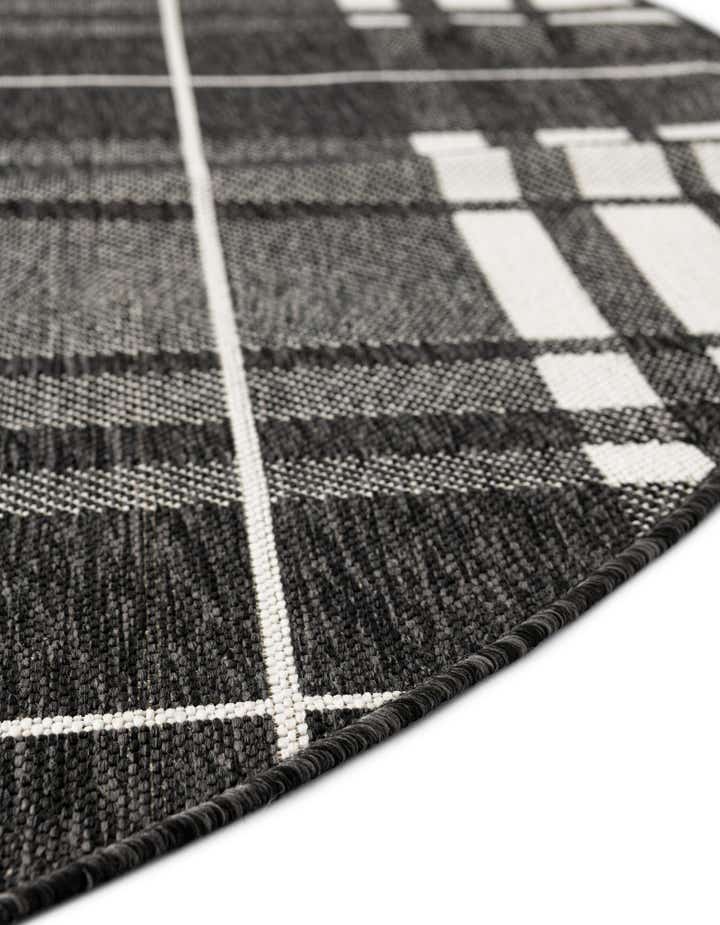 3' x 3' Easy-Clean Checkered Indoor / Outdoor Round Rug