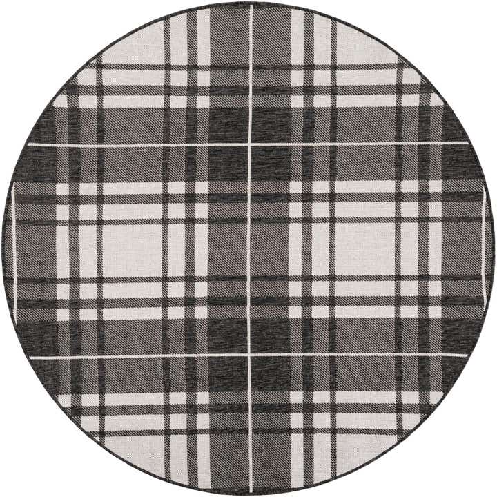 6' x 6' Easy-Clean Checkered Indoor / Outdoor Round Rug