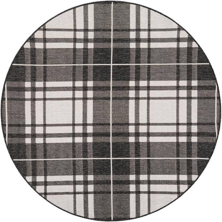 Detail image of 6' x 6' Easy-Clean Checkered Indoor / Outdoor Round Rug