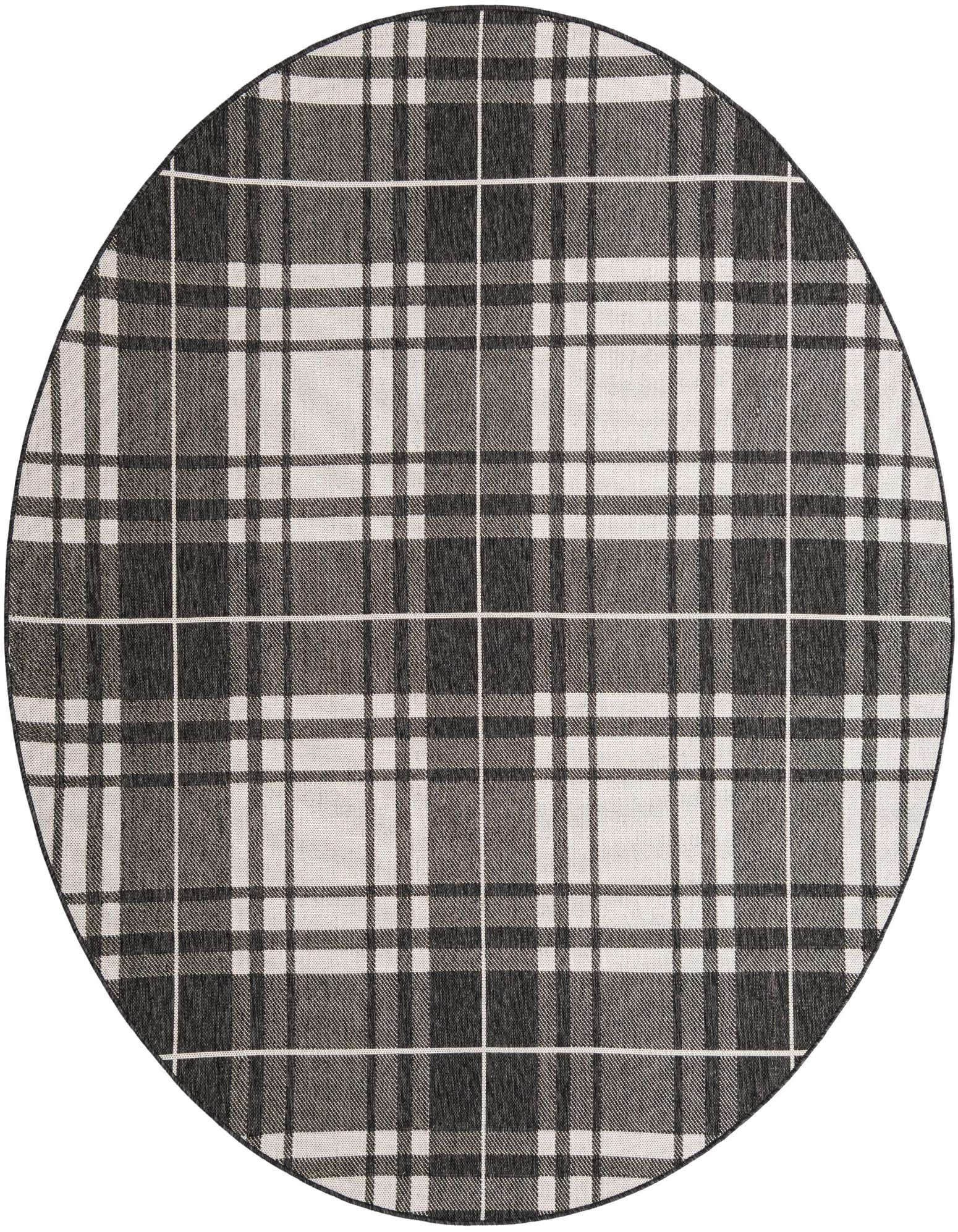 7' 10 x 7' 10 Easy-Clean Checkered Indoor / Outdoor Round Rug