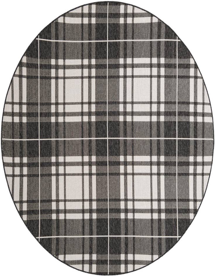 Detail image of 7' 10 x 7' 10 Easy-Clean Checkered Indoor / Outdoor Round Rug