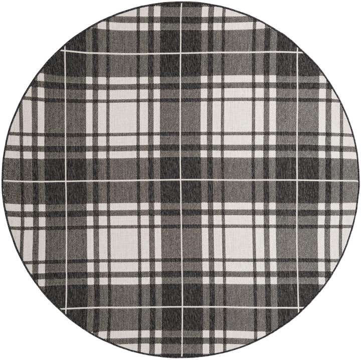 7' 10 x 7' 10 Easy-Clean Checkered Indoor / Outdoor Round Rug