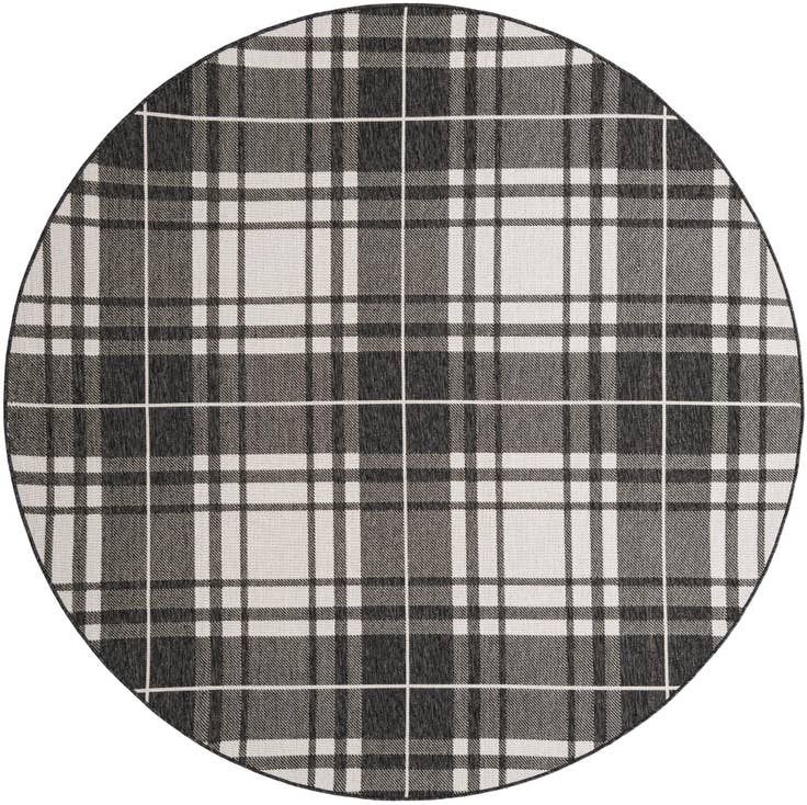 Detail image of 7' 10 x 7' 10 Easy-Clean Checkered Indoor / Outdoor Round Rug