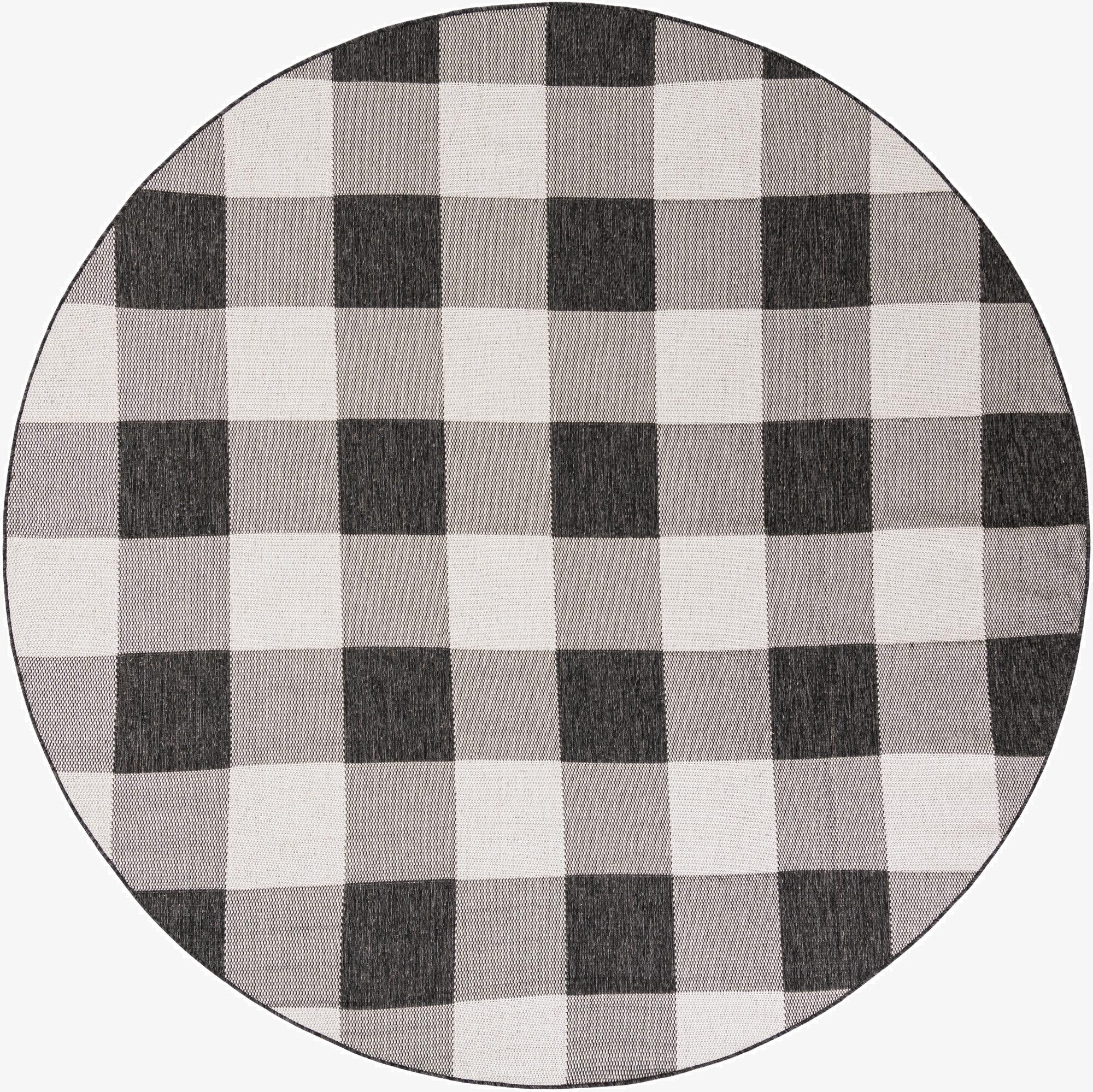 7' 10 x 7' 10  Washable Checkered Indoor / Outdoor Round Rug