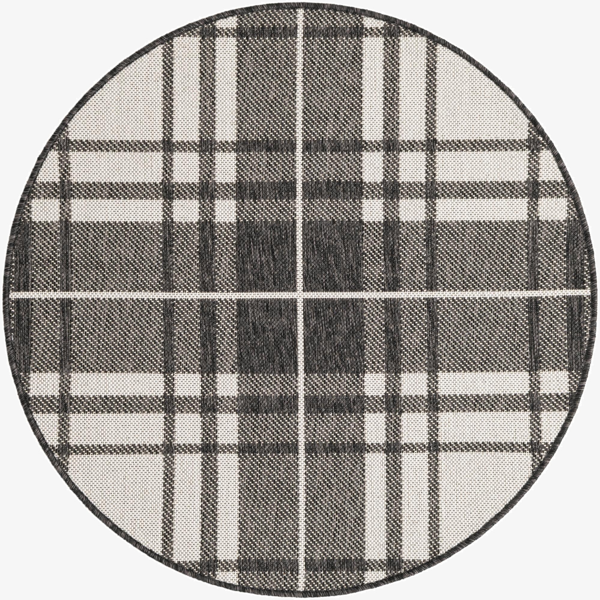 3' x 3'  Washable Checkered Indoor / Outdoor Round Rug