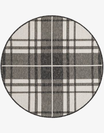 3' x 3' Easy-Clean Checkered Indoor / Outdoor Round Rug