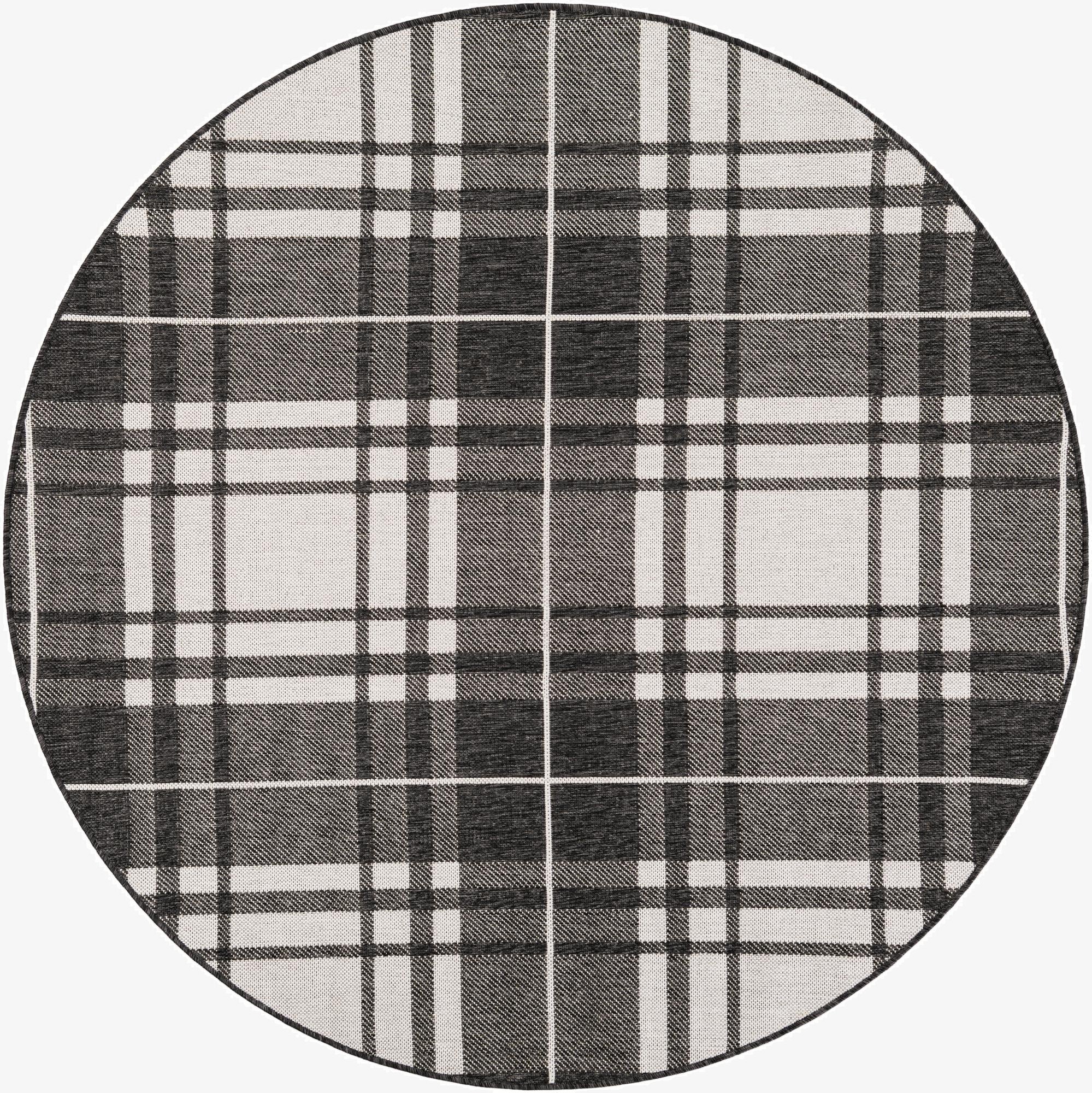 6' x 6'  Washable Checkered Indoor / Outdoor Round Rug