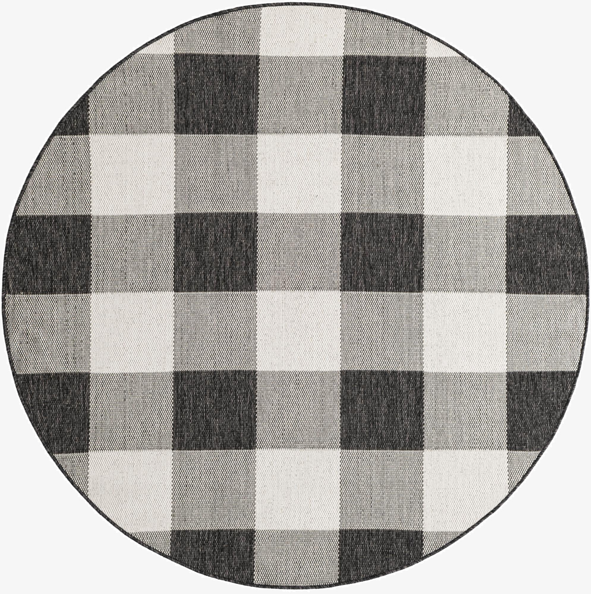 6' x 6'  Washable Checkered Indoor / Outdoor Round Rug