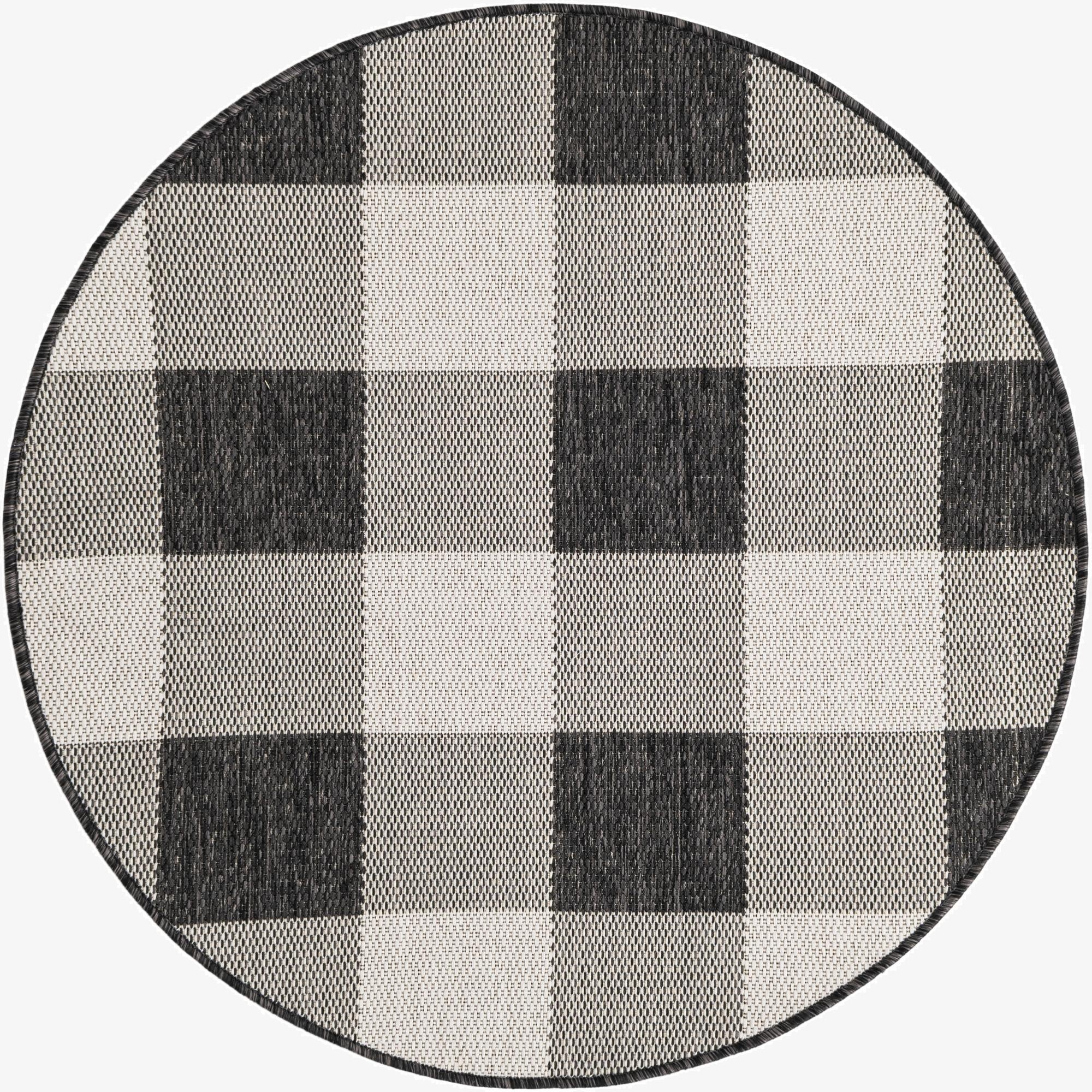 3' x 3'  Washable Checkered Indoor / Outdoor Round Rug
