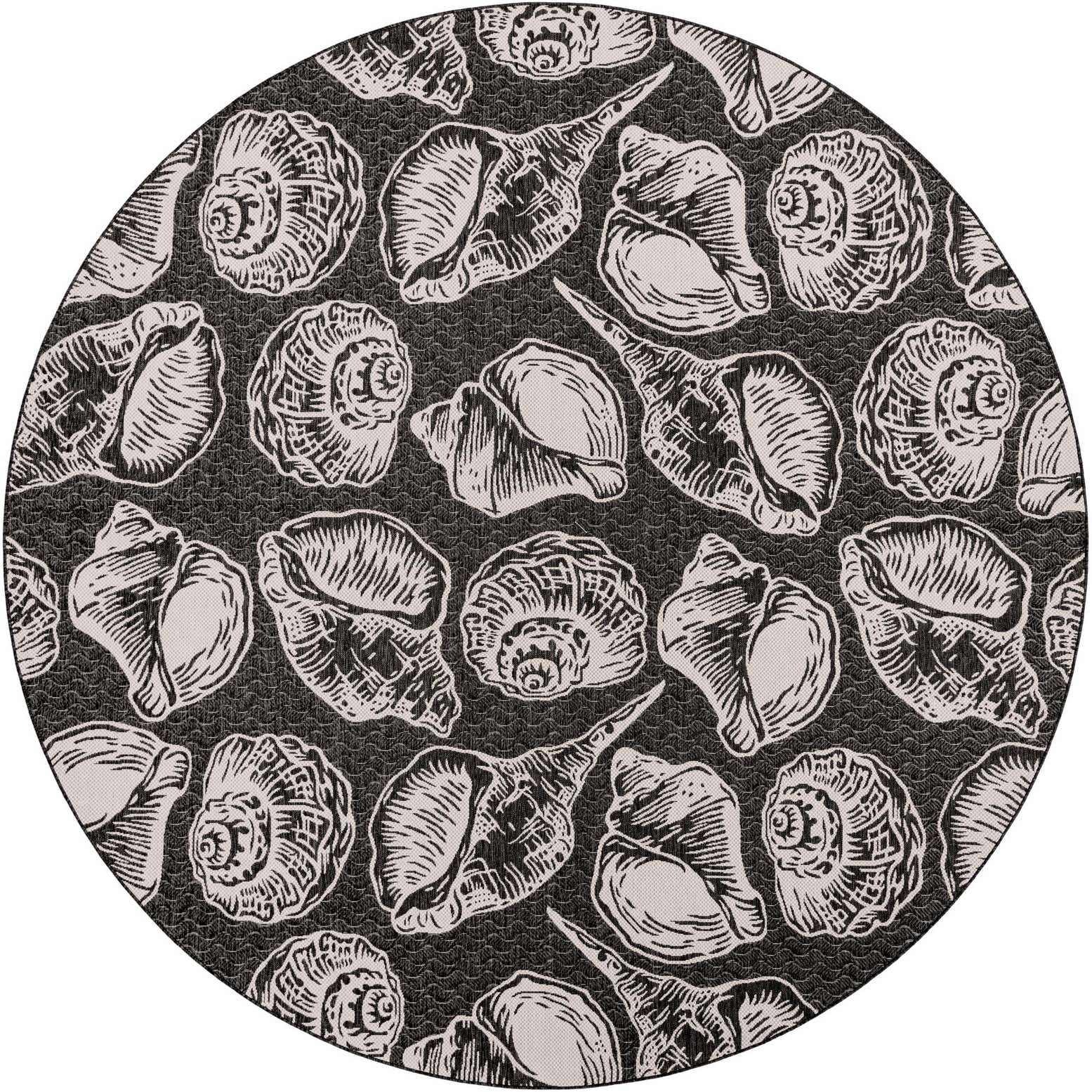 12' x 12' Easy-Clean Coastal Indoor / Outdoor Round Rug