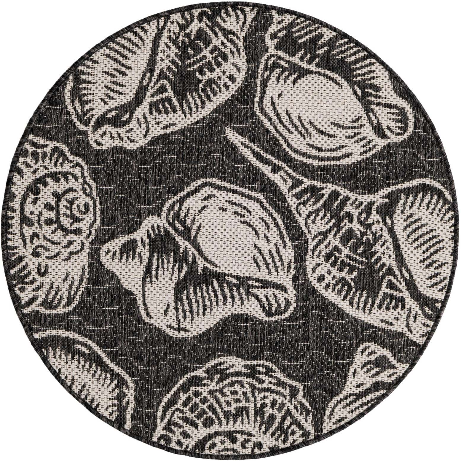 3' x 3' Easy-Clean Coastal Indoor / Outdoor Round Rug