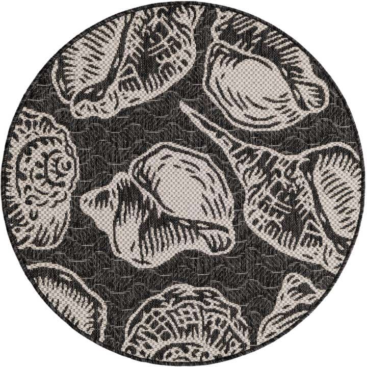 3' x 3' Easy-Clean Coastal Indoor / Outdoor Round Rug