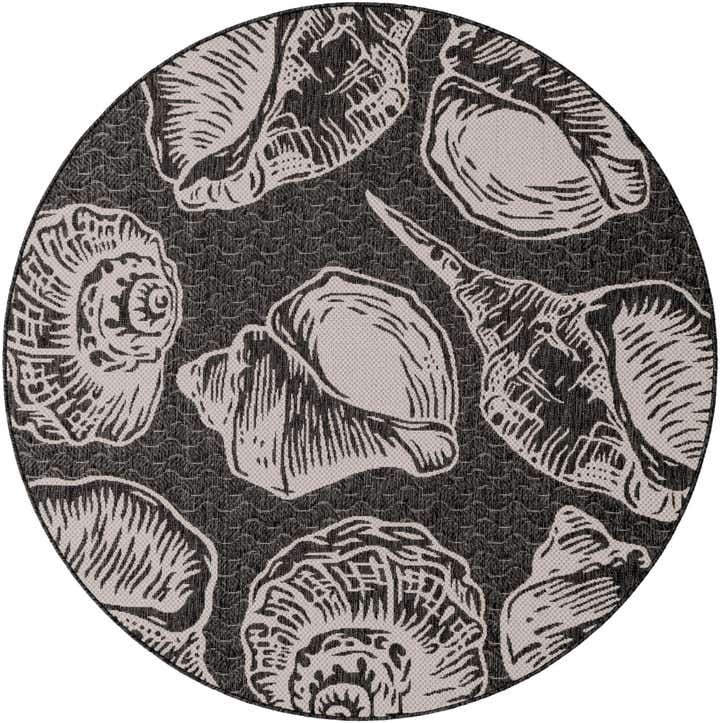 6' x 6' Easy-Clean Coastal Indoor / Outdoor Round Rug