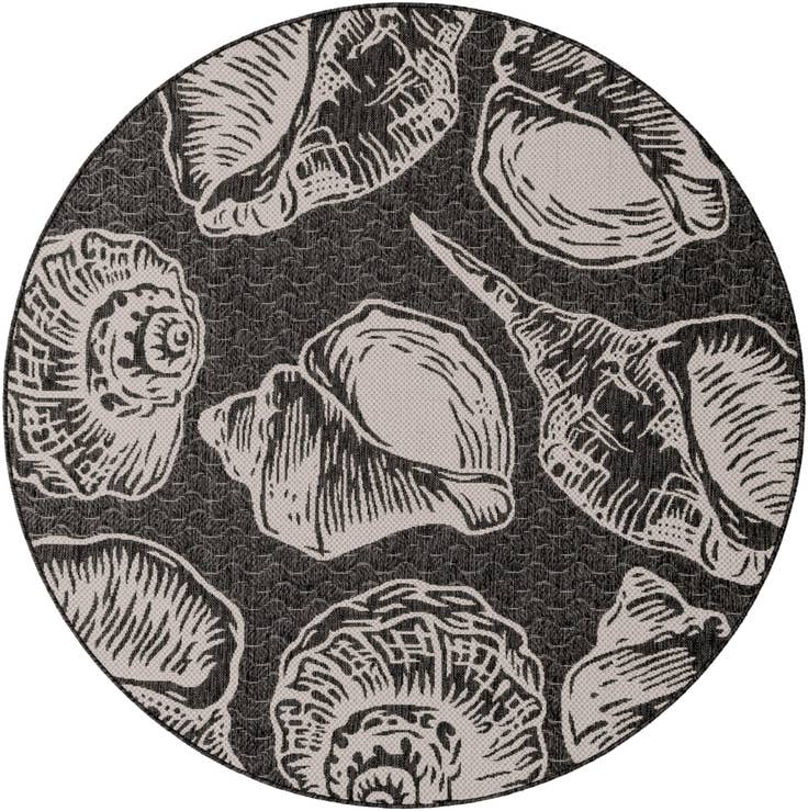 Detail image of 6' x 6' Easy-Clean Coastal Indoor / Outdoor Round Rug