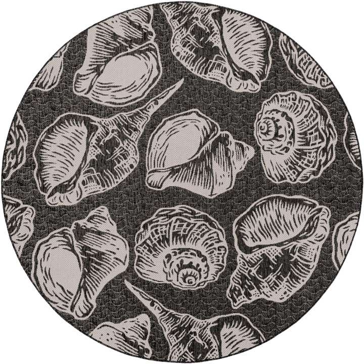 7' 10 x 7' 10 Easy-Clean Coastal Indoor / Outdoor Round Rug
