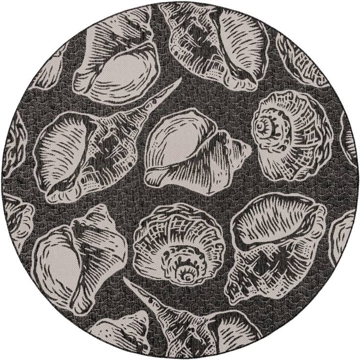 Detail image of 7' 10 x 7' 10 Easy-Clean Coastal Indoor / Outdoor Round Rug