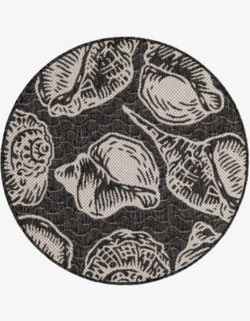 3' x 3' Easy-Clean Coastal Indoor / Outdoor Round Rug