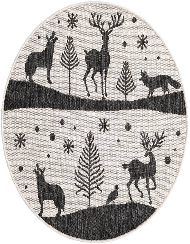 Detail image of 3' x 3' Easy-Clean Holiday Indoor / Outdoor Round Rug