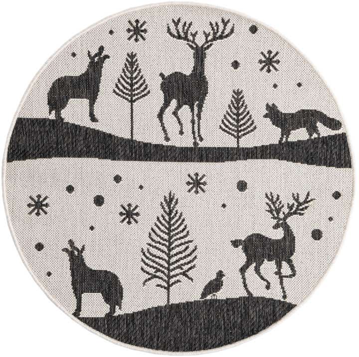 3' x 3' Easy-Clean Holiday Indoor / Outdoor Round Rug