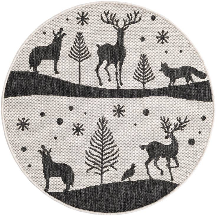 Detail image of 3' x 3' Easy-Clean Holiday Indoor / Outdoor Round Rug