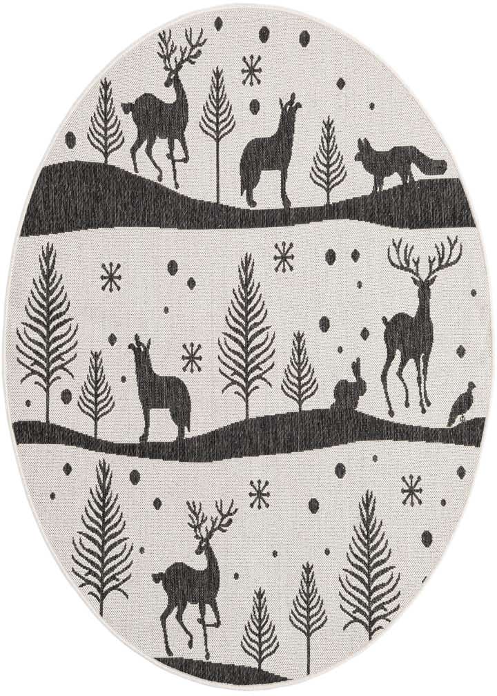 5' 3 x 5' 3 Easy-Clean Holiday Indoor / Outdoor Round Rug