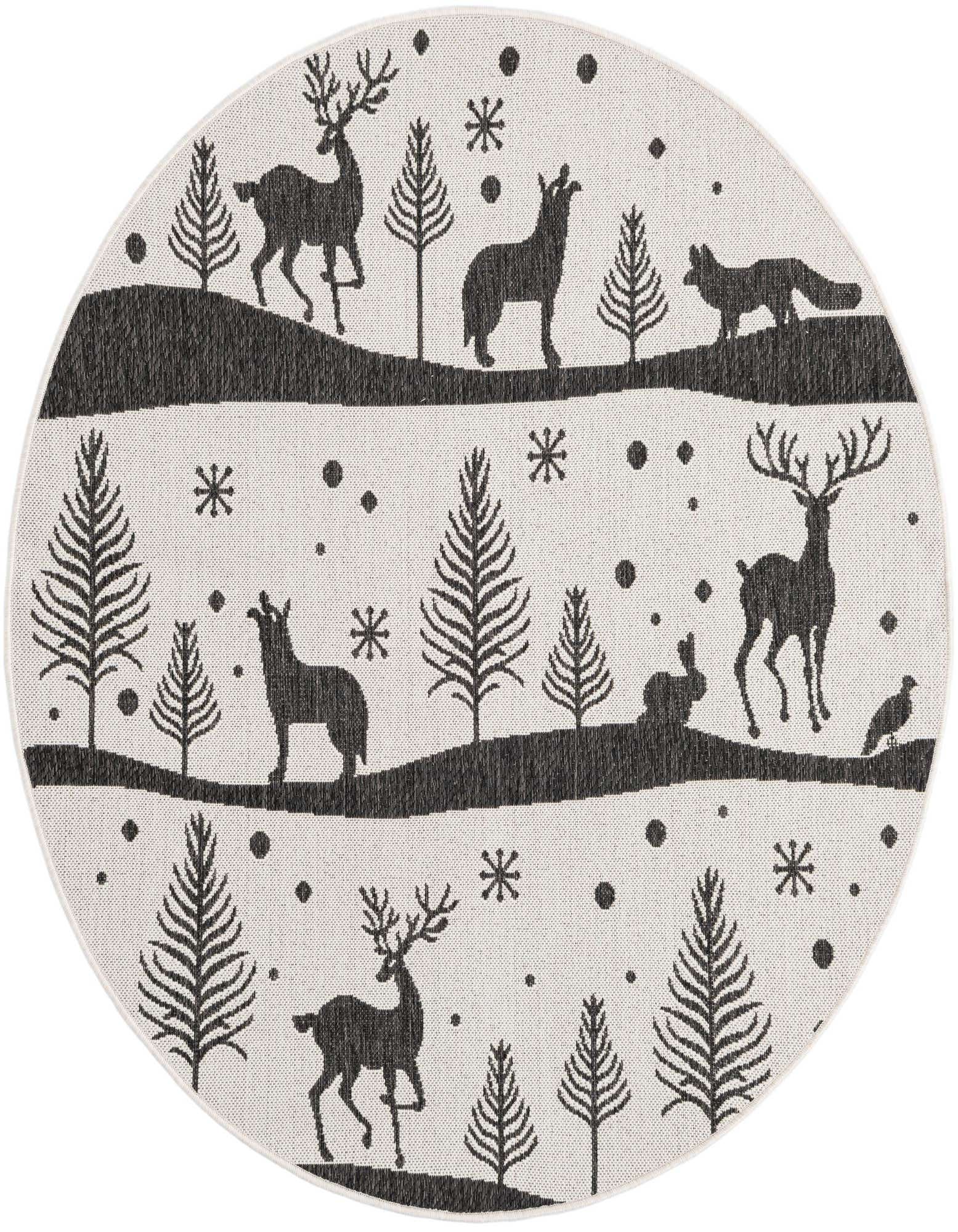 5' 3 x 5' 3 Easy-Clean Holiday Indoor / Outdoor Round Rug