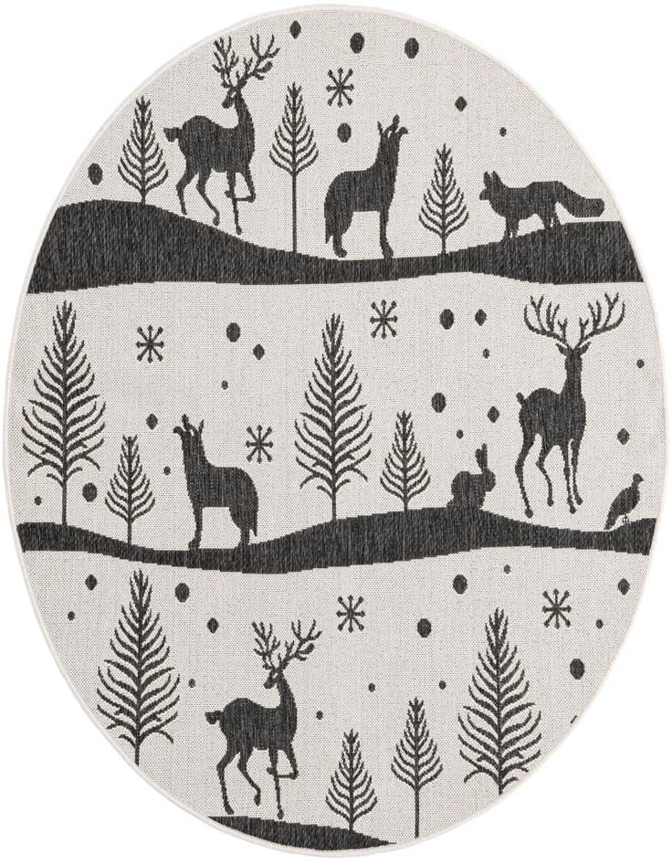 Detail image of 5' 3 x 5' 3 Easy-Clean Holiday Indoor / Outdoor Round Rug