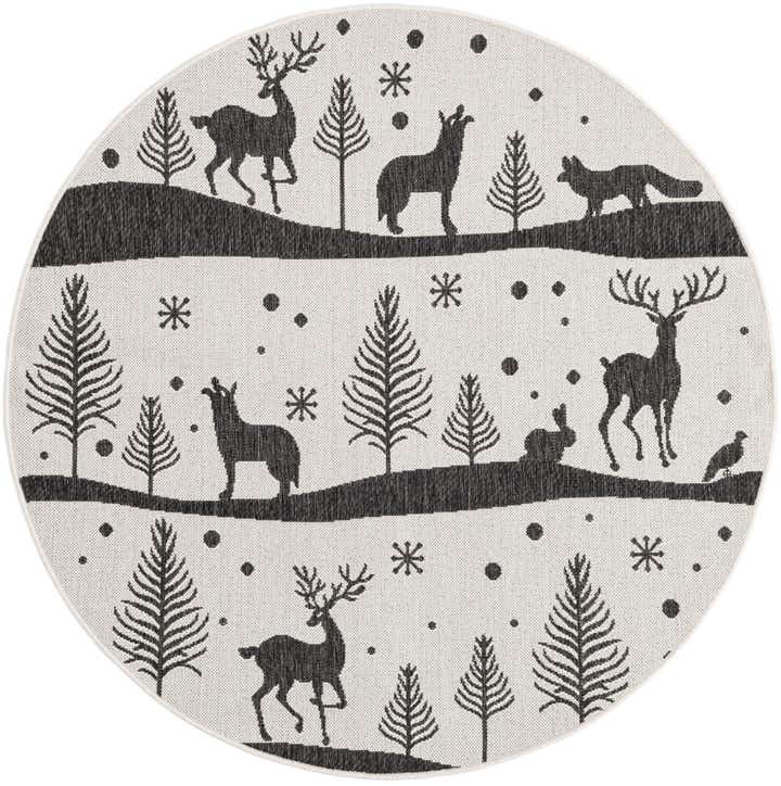 5' 3 x 5' 3 Easy-Clean Holiday Indoor / Outdoor Round Rug