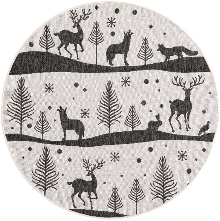 Detail image of 5' 3 x 5' 3 Easy-Clean Holiday Indoor / Outdoor Round Rug
