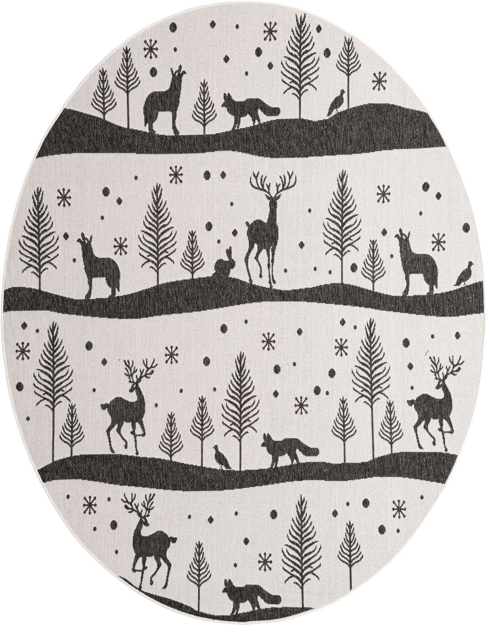7' 10 x 7' 10 Easy-Clean Holiday Indoor / Outdoor Round Rug