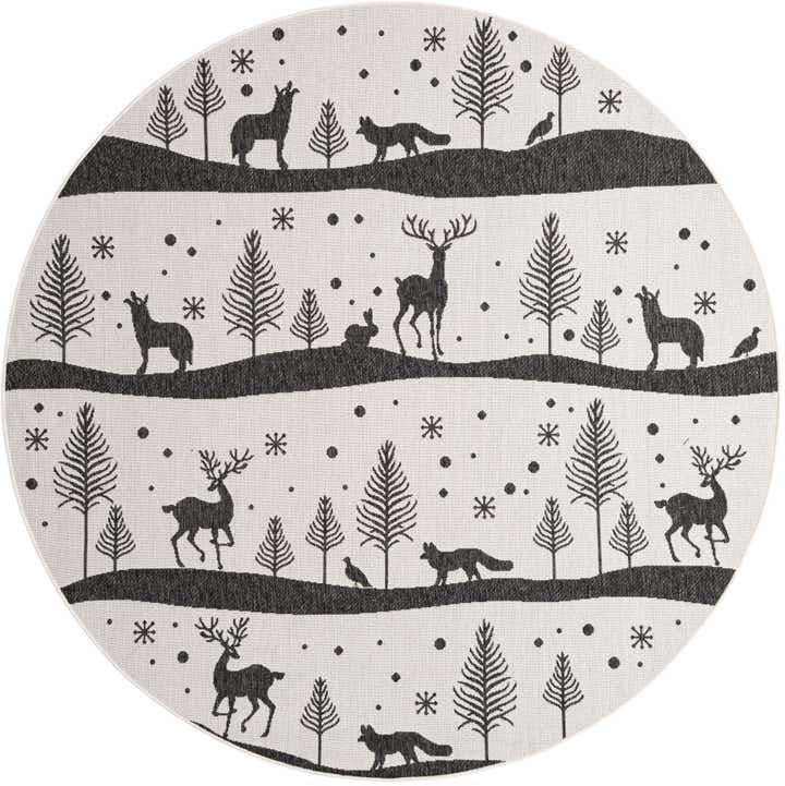 7' 10 x 7' 10 Easy-Clean Holiday Indoor / Outdoor Round Rug