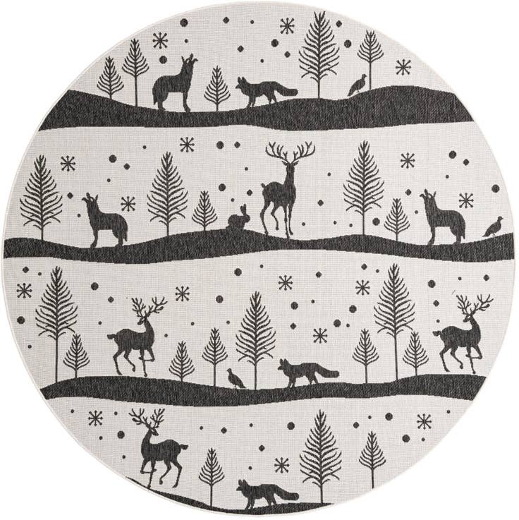 Detail image of 7' 10 x 7' 10 Easy-Clean Holiday Indoor / Outdoor Round Rug