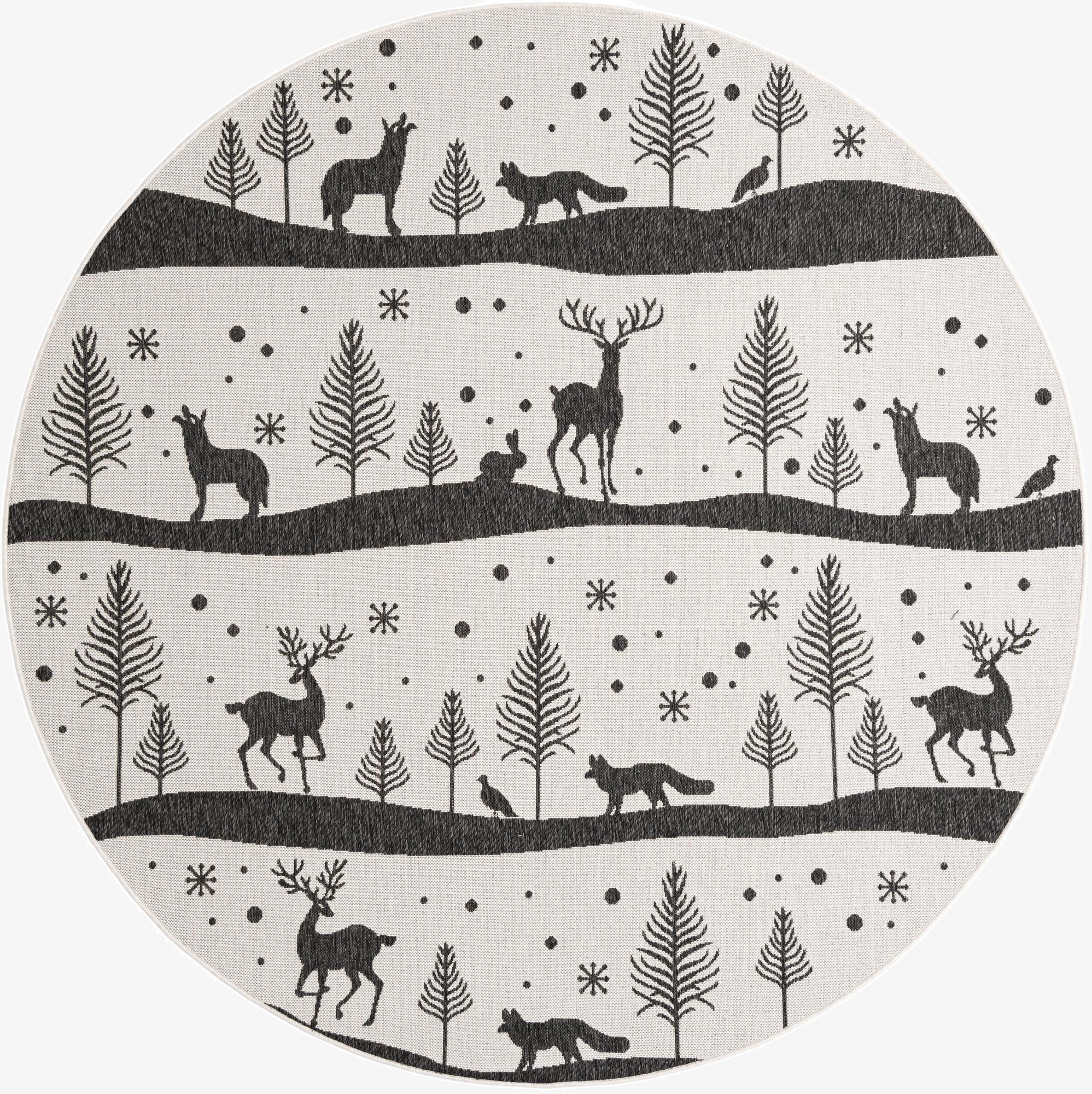 7' 10 x 7' 10  Washable Holiday Indoor / Outdoor Round Rug