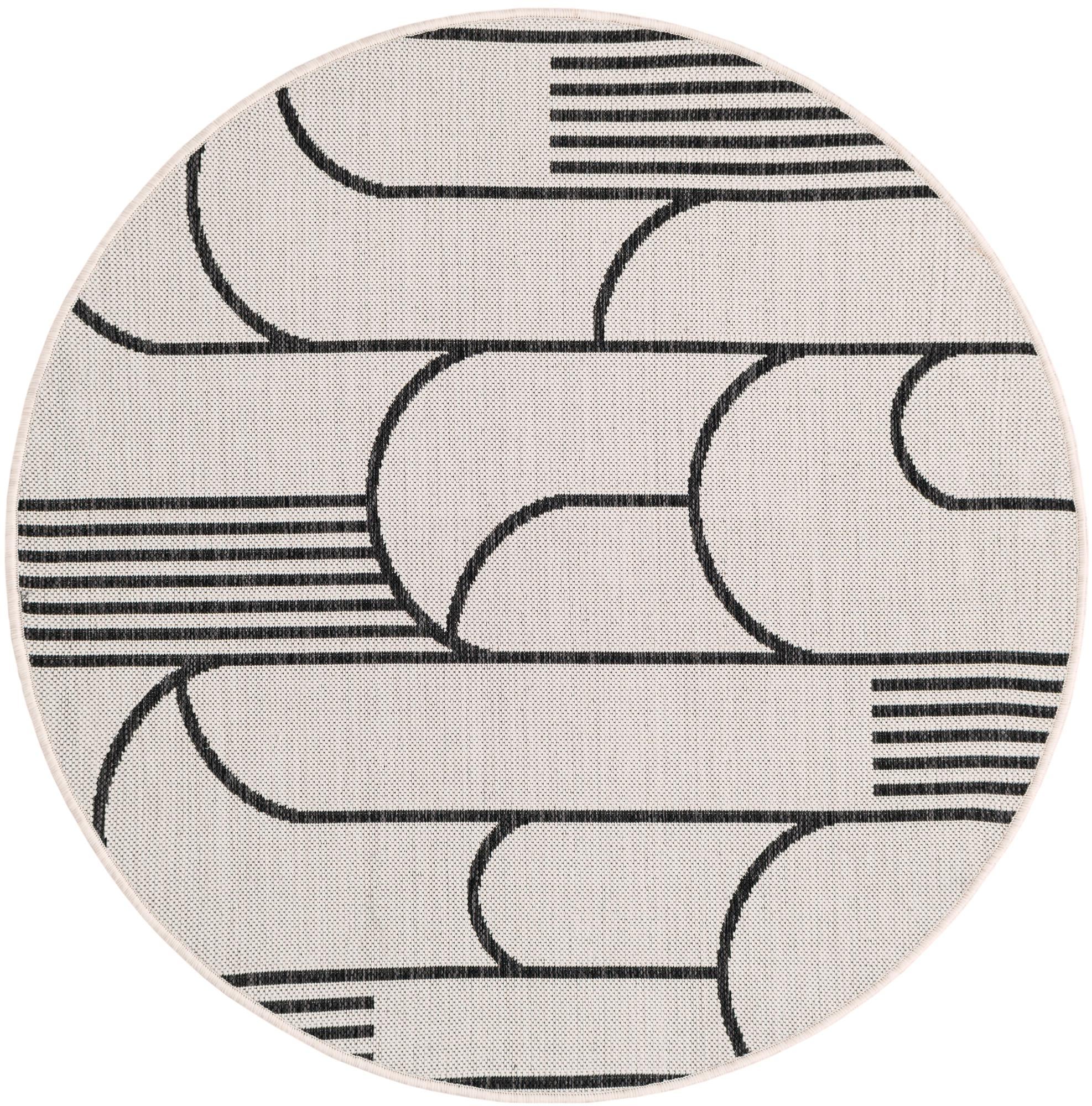4' x 4' Easy-Clean Modern Indoor / Outdoor Round Rug