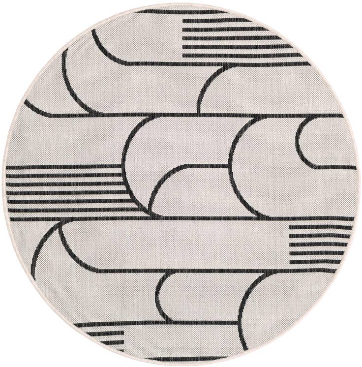 Detail image of 4' x 4' Easy-Clean Modern Indoor / Outdoor Round Rug